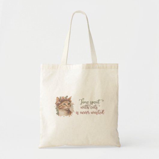 Tijd besteed met ontwerp van Waterverf van kattenk Tote Bag (Voorkant)