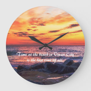Tijd bij de strand in Ocean City Wall Clock Grote Klok