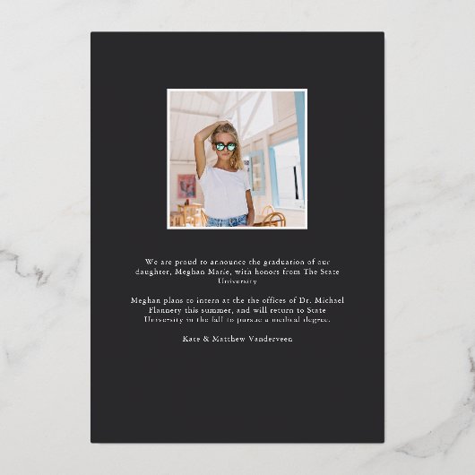 Tijd Capsule | Aankondiging moderne Folie Afstuder (Achterkant)