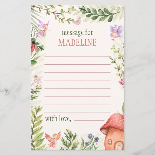 Tijd Capsule Fairy Eerste Verjaardag Bericht (Voorkant)