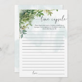 Tijd Capsule Keepsake Baby shower Groen Thema Kaart (Voorkant / Achterkant)