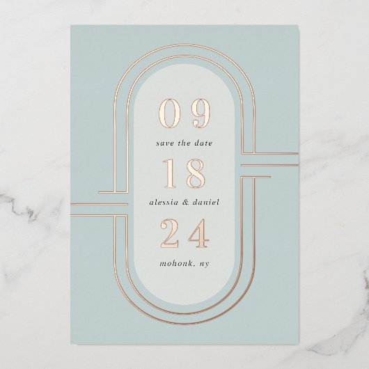 Tijd Capsule | Moderne deco-Folie Sla de datumkaar Folie Uitnodiging (Voorkant)