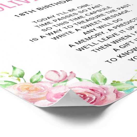 Tijd Capsule Peter konijn | Roze 1e verjaardag Poster (Hoek)