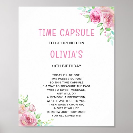 Tijd Capsule Peter konijn | Roze 1e verjaardag Poster (Voorkant)