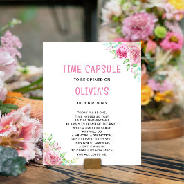 Tijd Capsule Peter konijn | Roze 1e verjaardag Poster