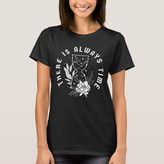 Tijd Citaat Zandloper Bloem T-shirt (Voorkant)