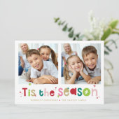 TIJD DE SEASON HOOTE moderne typografie foto Feestdagenkaart (Staand voorkant)