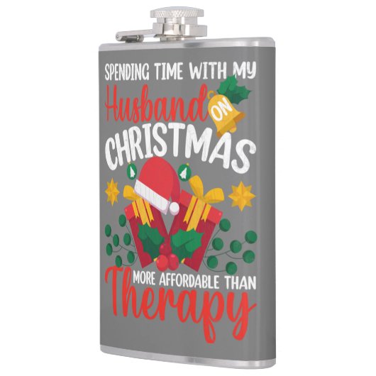 Tijd doorbrengen met man en vrouw op kerstmis heupfles (Links)