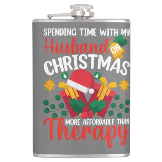 Tijd doorbrengen met man en vrouw op kerstmis heupfles (Voorkant)