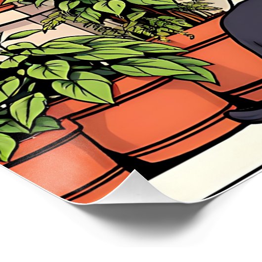 Tijd doorbrengen met mijn kat, koffie en Planten Perfect Poster (Hoek)