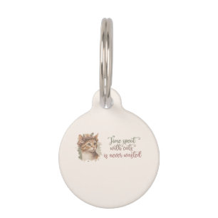 Tijd doorgebracht met katten Cute kat aquarel ontw Huisdierpenning