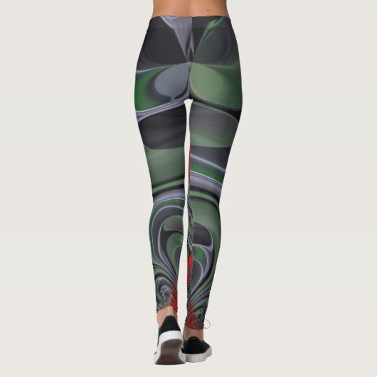 Tijd Eco Green Molten rood kleurrijk Abstract Leggings (Achterkant)