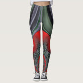Tijd Eco Green Molten rood kleurrijk Abstract Leggings (Voorkant)