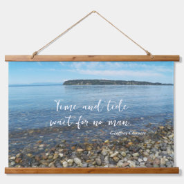 Tijd en getij Geoffrey Chaucer Quote Zeegezicht Hangend Wandkleed