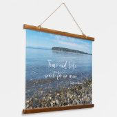 Tijd en getij Geoffrey Chaucer Quote Zeegezicht Hangend Wandkleed (Gebogen)