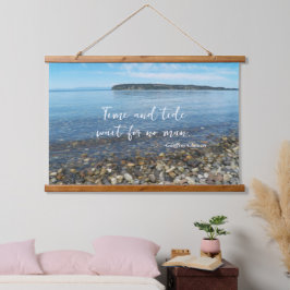 Tijd en getij Geoffrey Chaucer Quote Zeegezicht Hangend Wandkleed