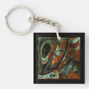 Tijd gespleten abstracte kunst sleutelhanger