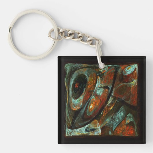 Tijd gespleten abstracte kunst sleutelhanger (Voorkant)