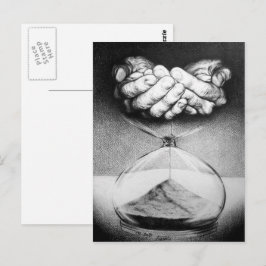 Tijd/glazen handen Potlood Tekening Surreale kunst Briefkaart