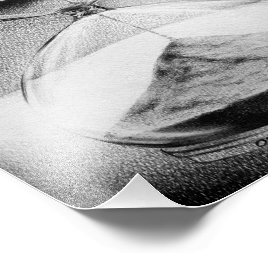 Tijd/glazen handen Potlood Tekening Surreale kunst Foto Afdruk (Hoek)