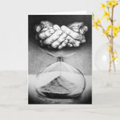 Tijd/glazen handen Potlood Tekening Surreale kunst Kaart (Gele Bloem)