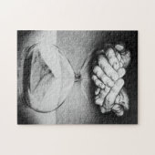 Tijd/glazen handen Potlood Tekening Surreale kunst Legpuzzel (Horizontaal)