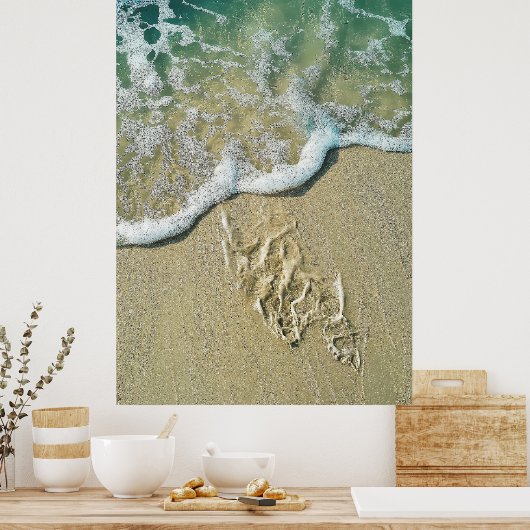 Tijd heelt alle wonden-voetafdrukken in het zand poster (Keuken)