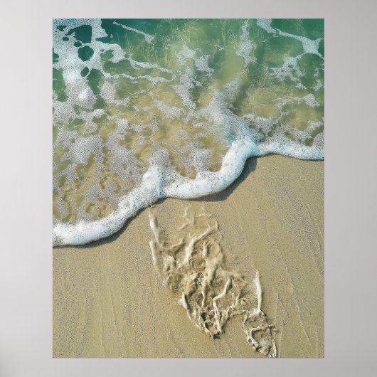 Tijd heelt alle wonden - voetafdrukken in het zand poster (Voorkant)