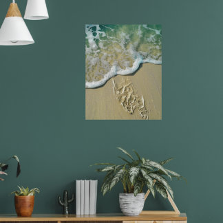 Tijd heelt alle wonden - voetafdrukken in het zand poster