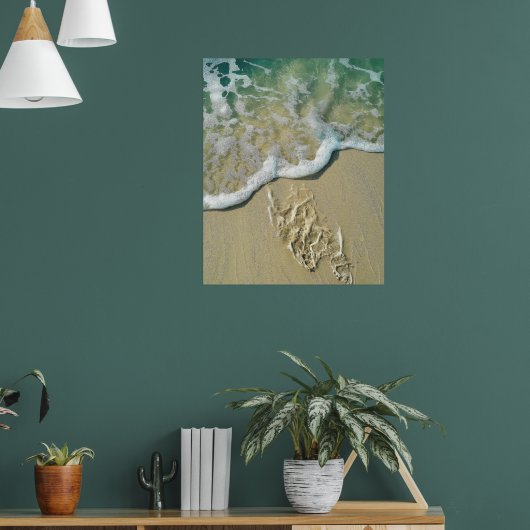 Tijd heelt alle wonden - voetafdrukken in het zand poster (Woonkamer 1)