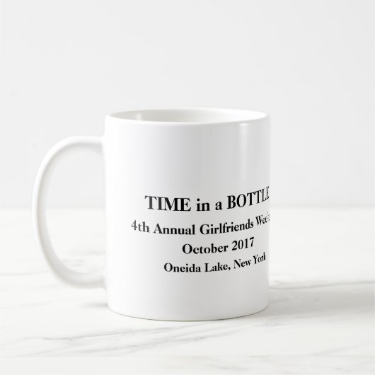 "Tijd in een fles" sarcasme mok (Links)