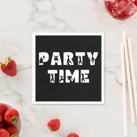 Tijd in het feest Ninja Lettering Black White Bday Servet (Insitu)