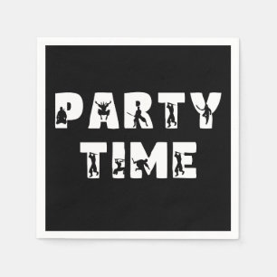 Tijd in het feest Ninja Lettering Black White Bday Servet