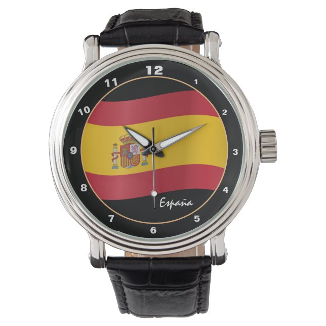 Tijd in Spanje & Spaanse vlag / Spanje Horloge (Voorkant)