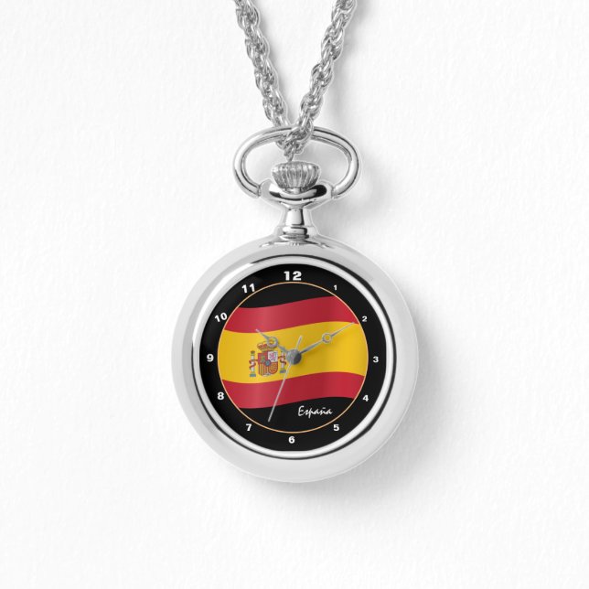 Tijd in Spanje & Spaanse vlag / Spanje Horloge (Voorkant)
