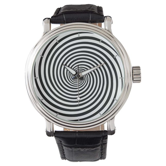 Tijd is een geest illusie Hypnose spiraal Horloge (Time will never feel the same with our black and white Hypnosis spiral wristwatch.)