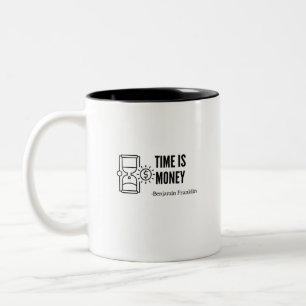 Tijd is geld Benjamin Franklin Tweekleurige Koffiemok