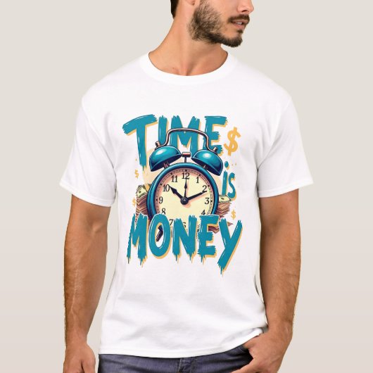 Tijd is geld: het  T-shirt met de klok mee (Voorkant)