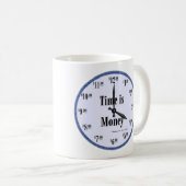 Tijd is Geld - Mok Blauwe Klok Face (Voorkant rechts)