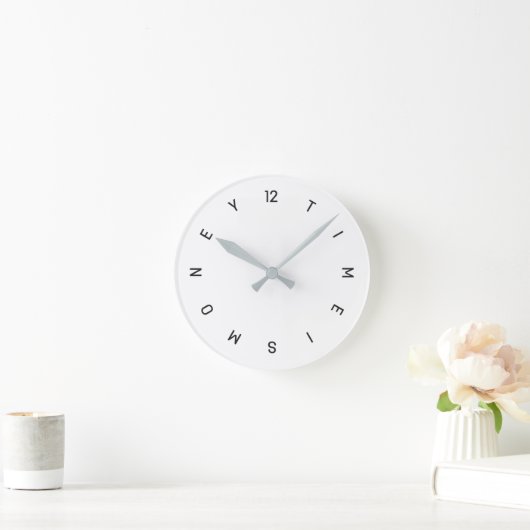 Tijd is geld - muurklok ronde klok (Huis)