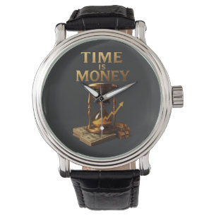 TIJD IS GELD - Vintage Motivatie Ondernemer Horloge