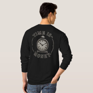 Tijd Is Geld Vintage Wekker Motivatie T-shirt