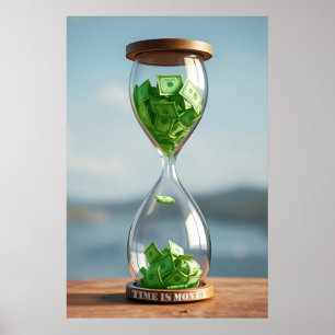 Tijd is geld zandloper, digitale download Poster