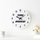Tijd is Geld! - Zwart en Wit Grote Klok (Huis)