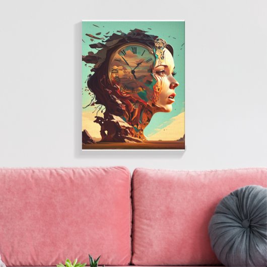 Tijd is helemaal in je hoofd canvas afdruk (Insitu (Woonkamer))