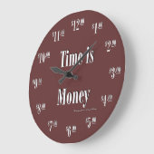 Tijd is Money Clock - White text Grote Klok (Hoek)