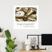 Tijd is Money - Franklin Quote Poster (Thuiskantoor)