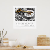 Tijd is Money - Franklin Quote Poster (Keuken)
