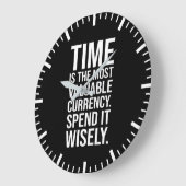 Tijd is valuta, besteed verstandig, succes motivat grote klok (Hoek)