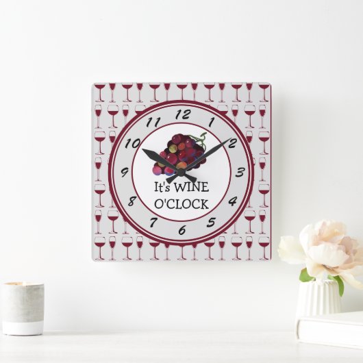 Tijd is Wine O'Clock Vierkante Klok (Huis)